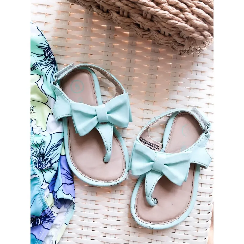 New Old Navy Floral Print Swimsuit & Matching Bow Sandals 12-18mths